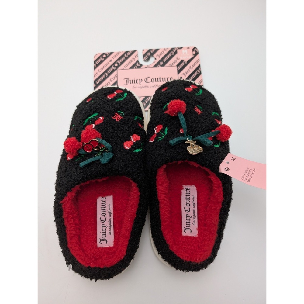Juicy Couture Women's JC-CALLIOPE Cherry Print Slip-On Slippers Size M 6.5 7